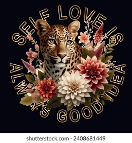 tiger leopard wildlife animal slogan graphic design tropical foil print