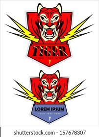 Tiger. Light. Shield. Tiger Head over the Shield with Thundering roaring 