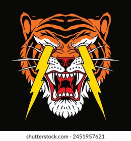 Tiger Lightning Eyes Vector Illustration Design