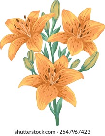 Ilustração de pintura de flor de lírio tigre