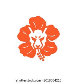 Tiger and Lily logo concept. Flower with tiger silhouette logo for art