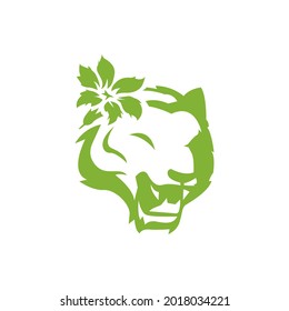 Tiger and Lily logo concept. Flower with tiger silhouette logo for art