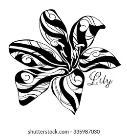 Tiger Lily. Vector illustration. Bright and stylish print can be used as a poster, cards, printing on textiles.