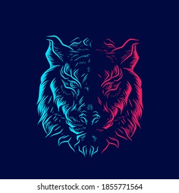 Tiger line art colorful logo design. Abstract vector illustration. 