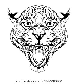 Tiger Line Art Design Illustration Stock Vector (Royalty Free) 1584080800