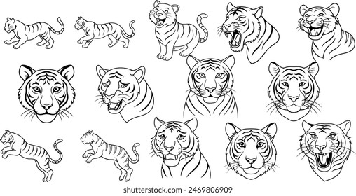 TIGER LINE ART DESIGNS ,ANIMAL DESIGNS