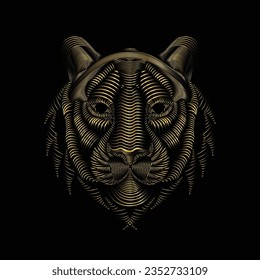tiger line art  illustration on black background