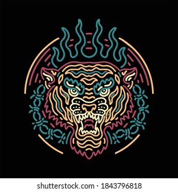 tiger line art illustration vector design