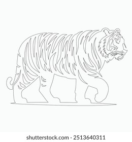 Tiger line art Ilustração, Tiger vetor line art, Tiger Vetor preto e branco linha arte vetor silhueta