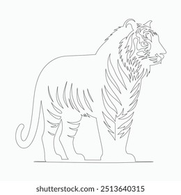 Tiger line art Illustration, Tiger vector line art, Tiger Vector black and white line art vector silhouette