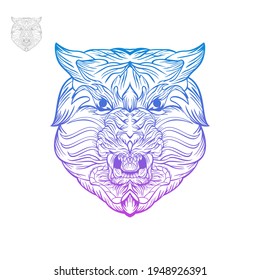 Tiger with line art style design vector