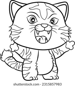 tiger line art vector for coloring book page