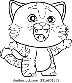 tiger line art vector for coloring book page