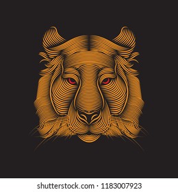 Tiger line art vector illustration. Editable element design for t-shirt, poster, emblem, logo, wallpaper