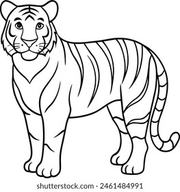 Tiger line art vector silhouette Stock Photo - Alamy, bengal tiger, vector silhouette