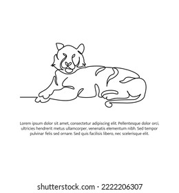 Tiger line design. Wildlife decorative elements drawn with one continuous line. Vector illustration of minimalist style on white background.