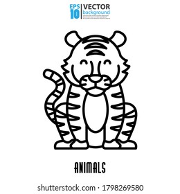 Tiger line icon, outline vector sign. Animal concept. Eps 10 vector illustration.
