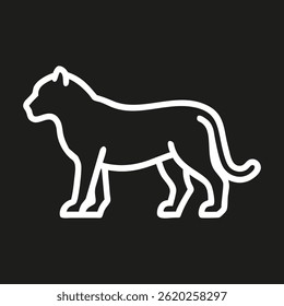 Icono de línea de tigre, signo de Vector de contorno, pictograma lineal aislado en blanco. Símbolo, ilustración del logotipo.