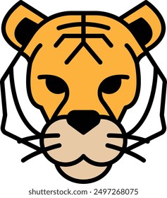 A tiger in line icon style