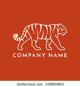 tiger line logo icon sign vector illustration on orange background
