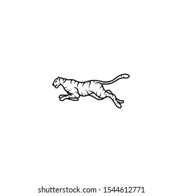 tiger line outline monoline logo hipster  label vector icon illustration