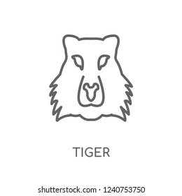 Tiger linear icon. Modern outline Tiger logo concept on white background from animals collection. Suitable for use on web apps, mobile apps and print media.