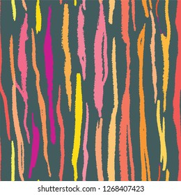 Tiger lines trendy fashion pattern seamless. Colourful design with animal fur lines. Stylish Jungle print