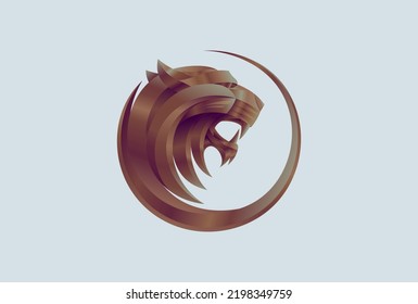 Tiger Or Lion Head Profile Symbol, Vector Logotype