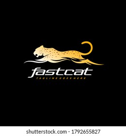 Tiger logo - Abstract fast cheetah jump - Leopard Run Vector Illustration