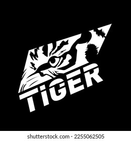 Tiger Logo with Black Line Art Style with a Good Blend of Fonts and Design Concepts.Designs Concept for T-shirts,Logo Brand,Restourant banner, Stickers, or Posters.