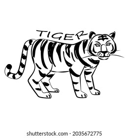 Tiger logo, black and white. Vector illustration.