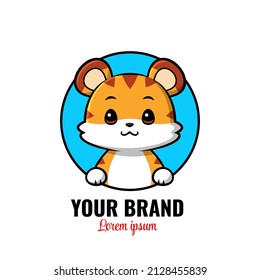 Tiger Logo, Cute Tiger brand mascots logo character, Animal Logo, Circle Logo, Cute Tiger illustration Vector