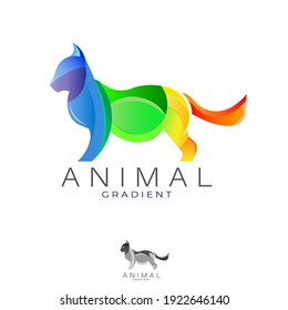 tigre del diseño del logotipo con color degradado. ilustración vectorial 