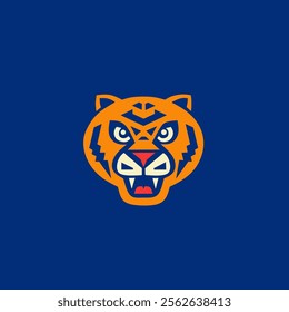 tiger logo design on blue background