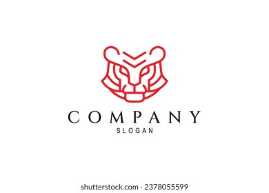 Tiger logo design with red line art style