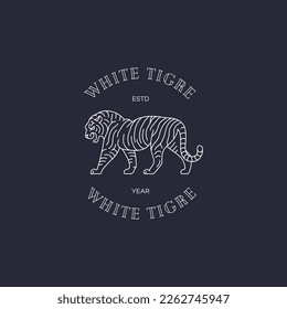 Tiger logo design template. Linear graphic style. Vector illustration.