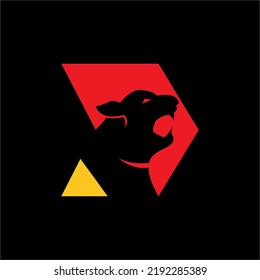 Tiger logo design vector with yellow triangle. This logo can be used for business applications.