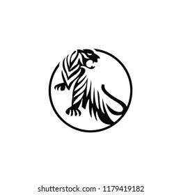 Tiger logo emblem template mascot symbol for business or shirt design. Vector Vintage Design Element.
