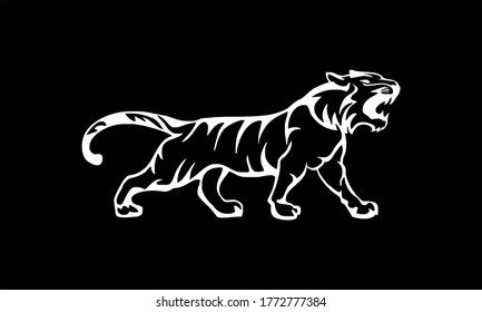 Tiger logo emblem template mascot symbol for business or shirt design. Vector Vintage Design Element.