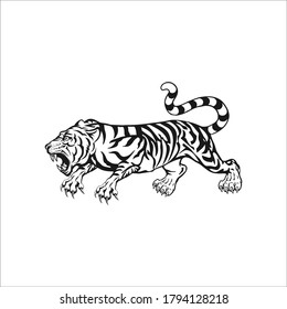 Tiger logo emblem template mascot symbol for business or shirt design. Vector Vintage Design Element, 