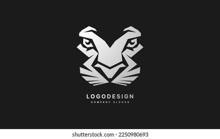 Tiger logo emblem template mascot symbol for business or shirt design. Vector Vintage Design Element.