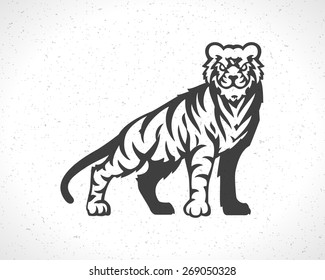 Tiger Logo-Emblem-Maskottensymbol für Business- oder Shirt-Design. Vector Vintage Design Element.