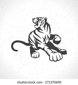 Tiger logo emblem template mascot symbol for business or shirt design. Vector Vintage Design Element.