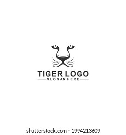 tiger logo with tiger face illustration on white background