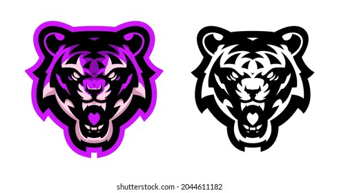 tiger logo head esport logo mascot illustration colorful