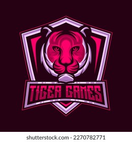 Tiger Logo. Tiger Head E-Sport Mascot Logo Design Vector Illustration Template