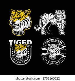 Tiger Logo Symbol. Tiger-Maskottvektor. Tiger-Abzeichen-Illustration