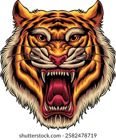 Tiger logo illustration a beast roaring an angry mood