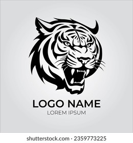 Tiger Logo illustration design art black and white