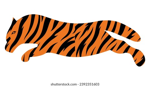 Tiger-Logo einzeln auf weißem Hintergrund, Beschneidungspfad inbegriffen. Der Tiger starrt seine Beute an. Jäger-Konzept.